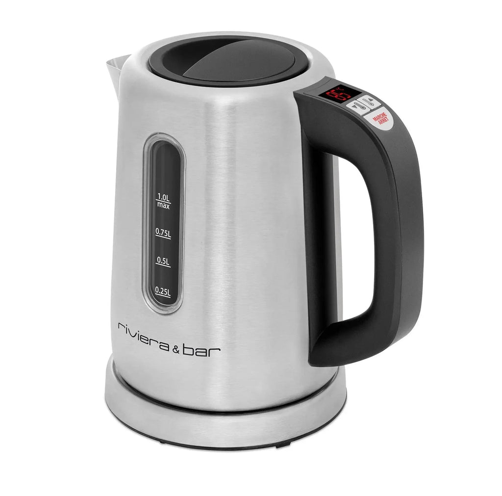 Roestvrijstalen waterkoker met digitaal display.