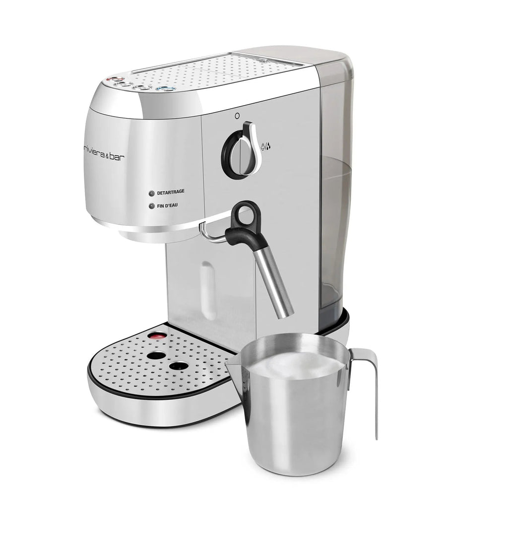 Koffiezetapparaat Riviera & Bar van roestvrij staal met melkkan.