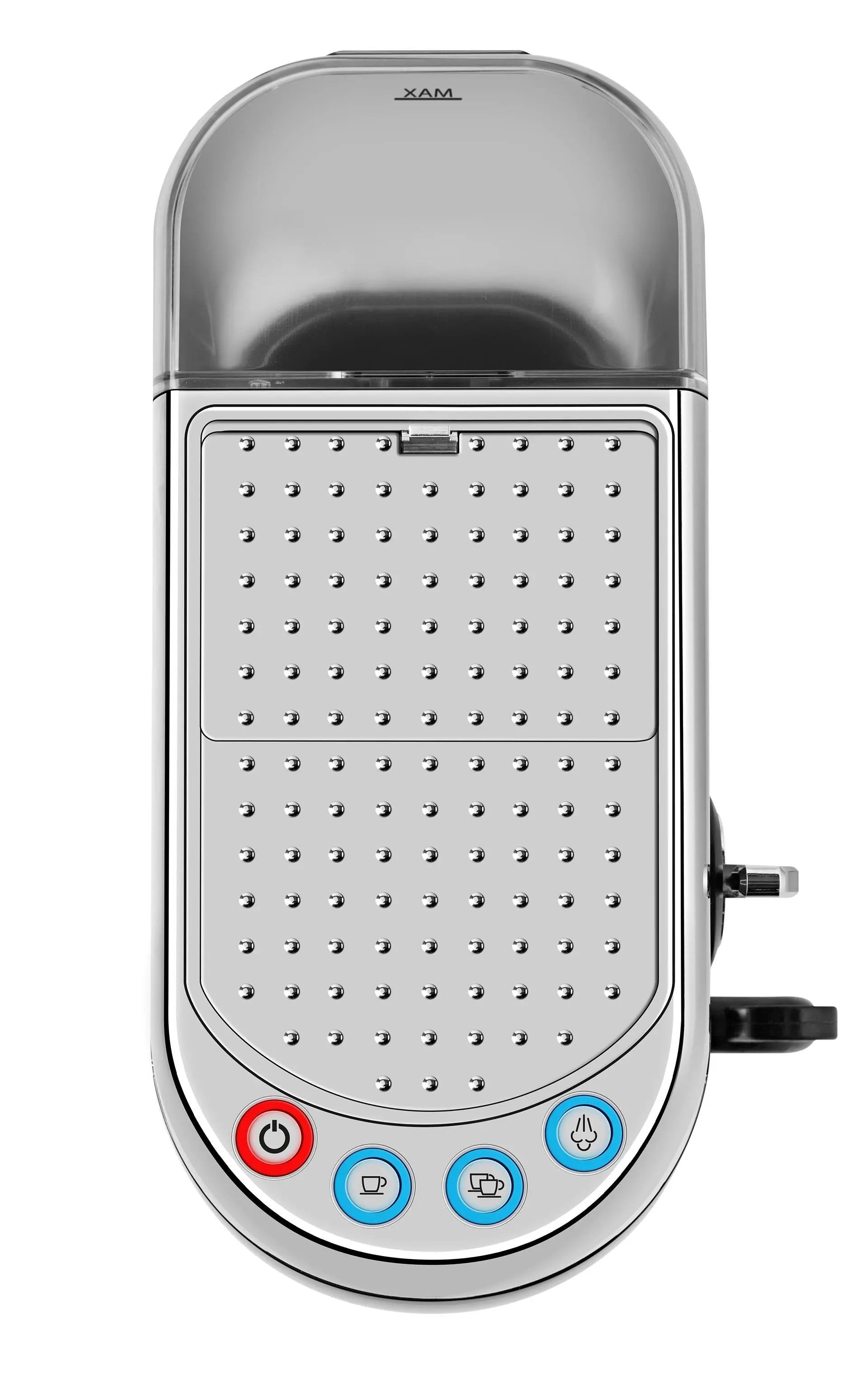 Zilveren koffiezetapparaat.