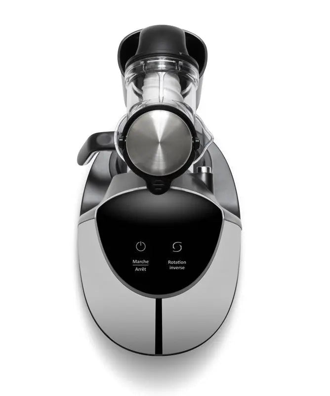 Grijze en zwarte sapcentrifuge.