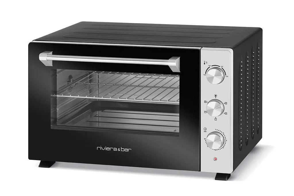 Zwart met zilveren heteluchtoven.