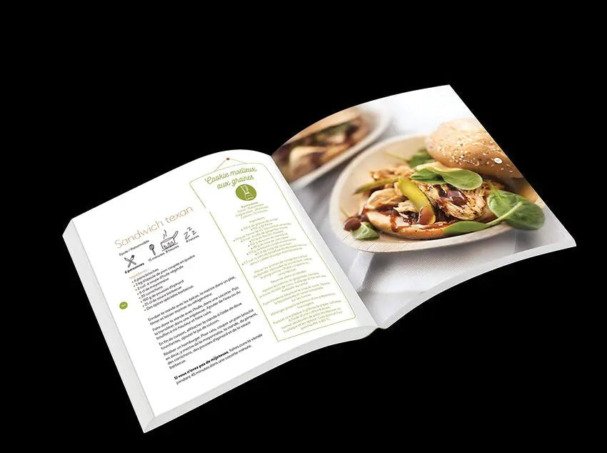 Open kookboek, recept voor een Texaanse sandwich en zadenkoekjes.