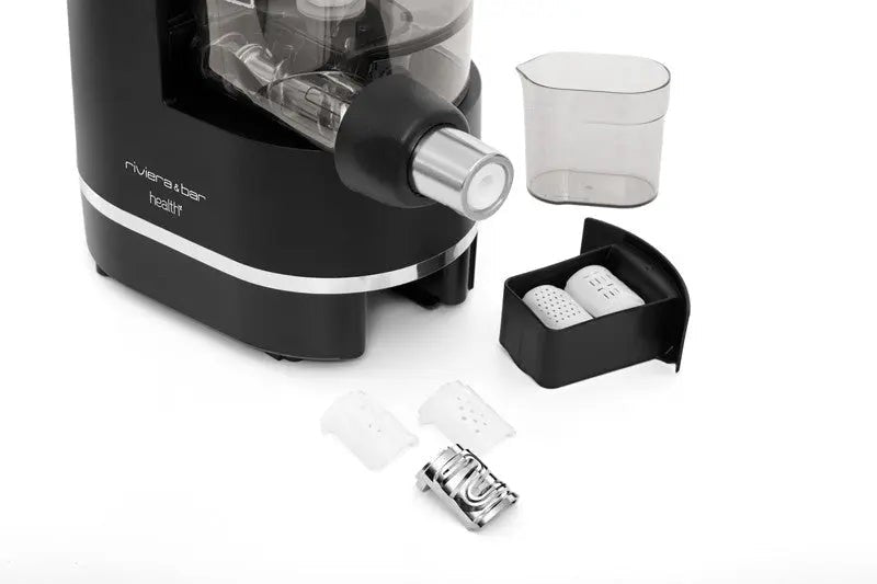 Sapcentrifuge Riviera&Bar in zwart en zilver met accessoires.