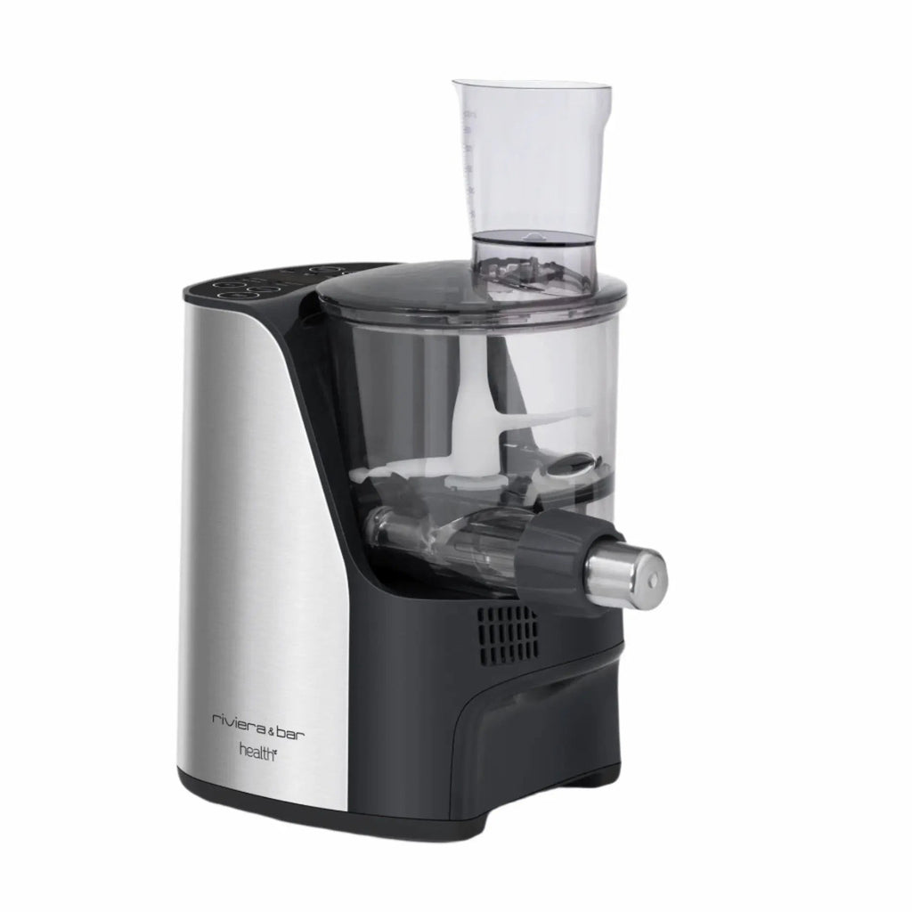 Elektrische pastamachine in zilver en zwart.