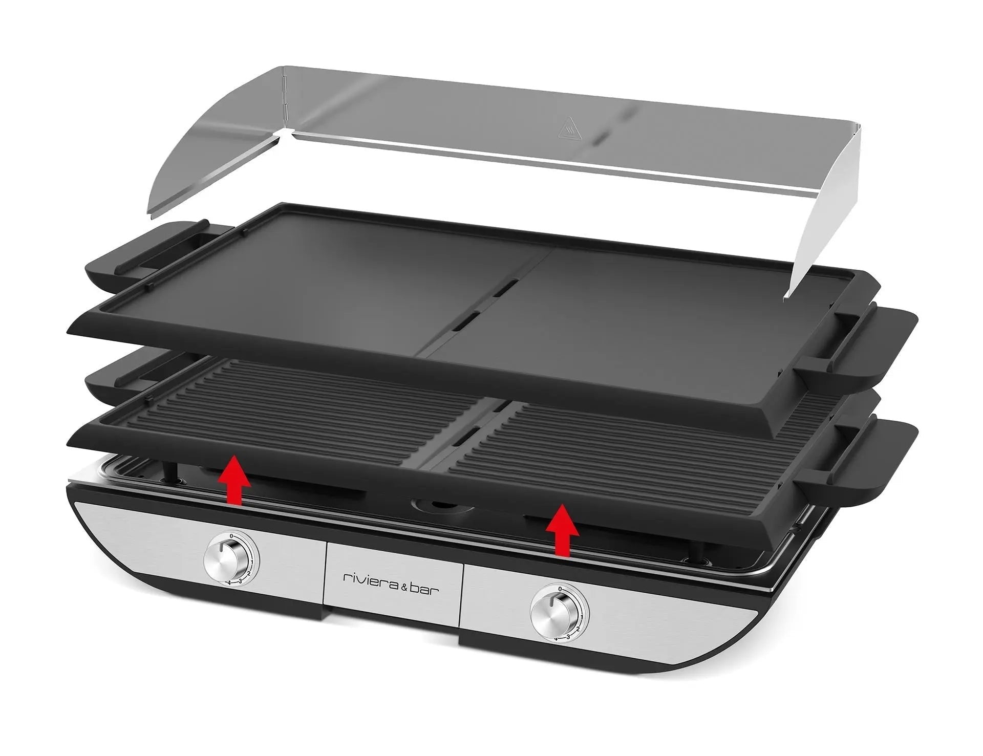 Elektrische grill Riviera & Bar met verwisselbare platen.