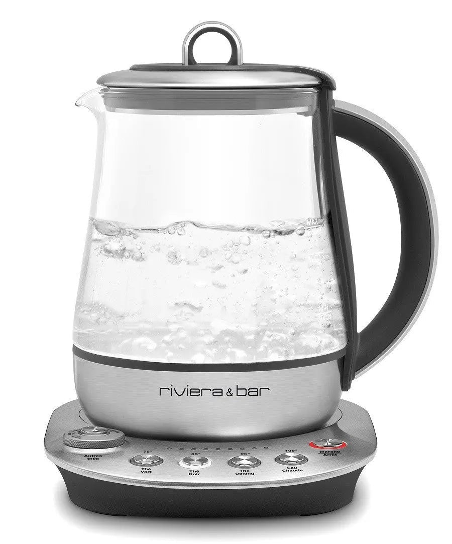 Glazen en roestvrijstalen waterkoker.