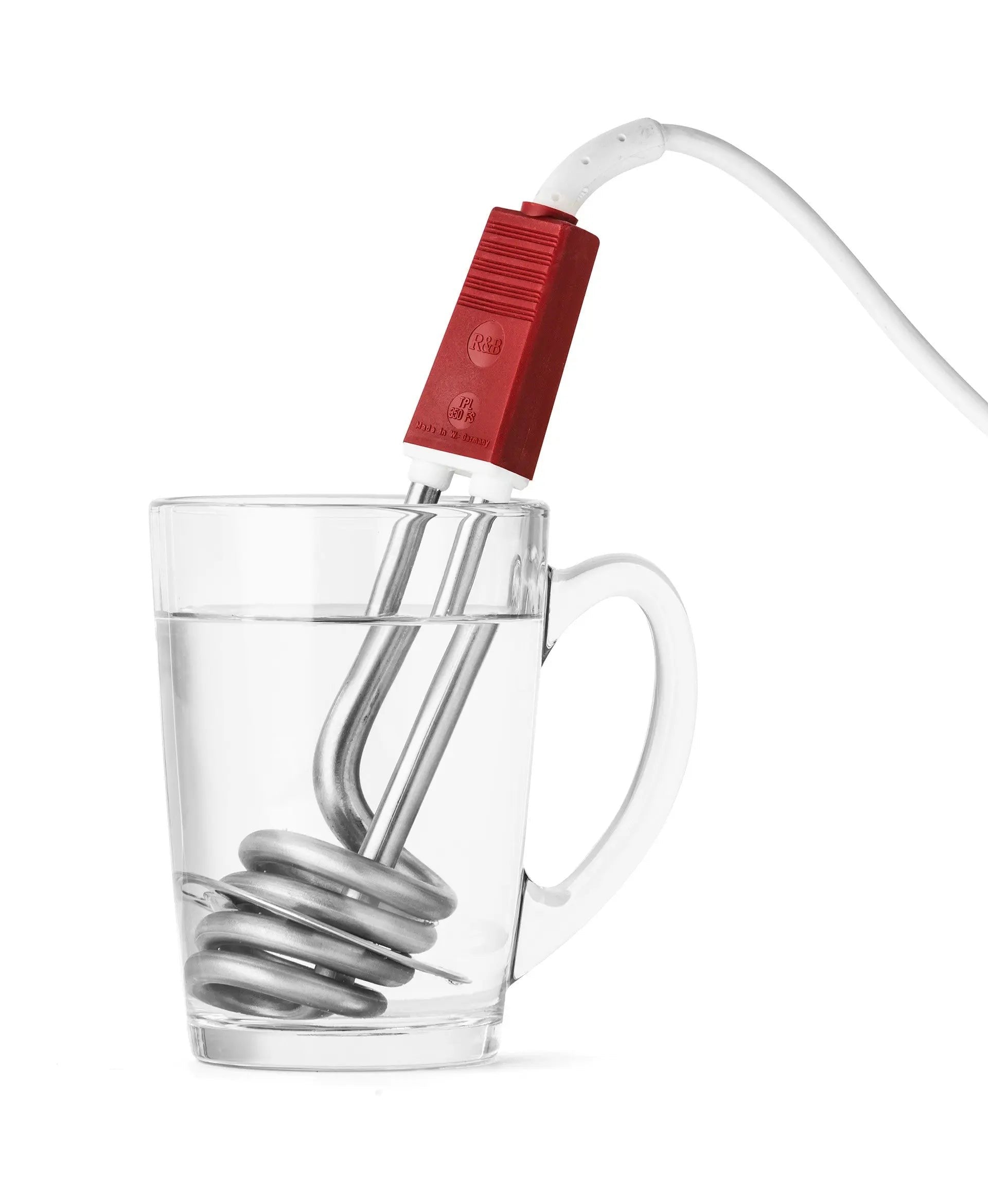 Thermoblok voor onderweg in een glas water.