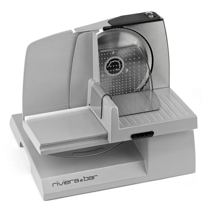 Elektrische snijmachine Riviera & Bar, grijs en zilver.
